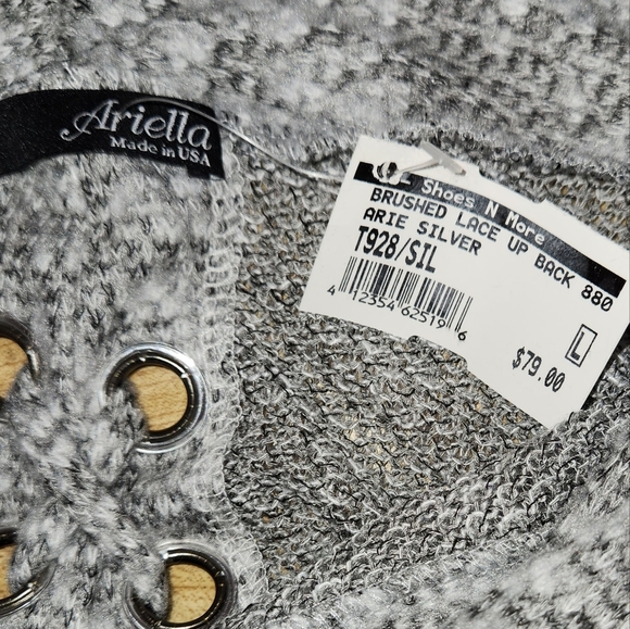 ARIELLA Women’s Cowl Neck Brushed Lace Up Back, color Silver, size L - Picture 6 of 12